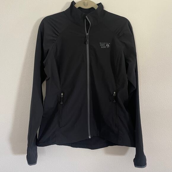 EUC‎ Mountain Hardwear Chocklite Jacket Black Hiking Vented Pockets Wmns Large - Picture 3 of 12